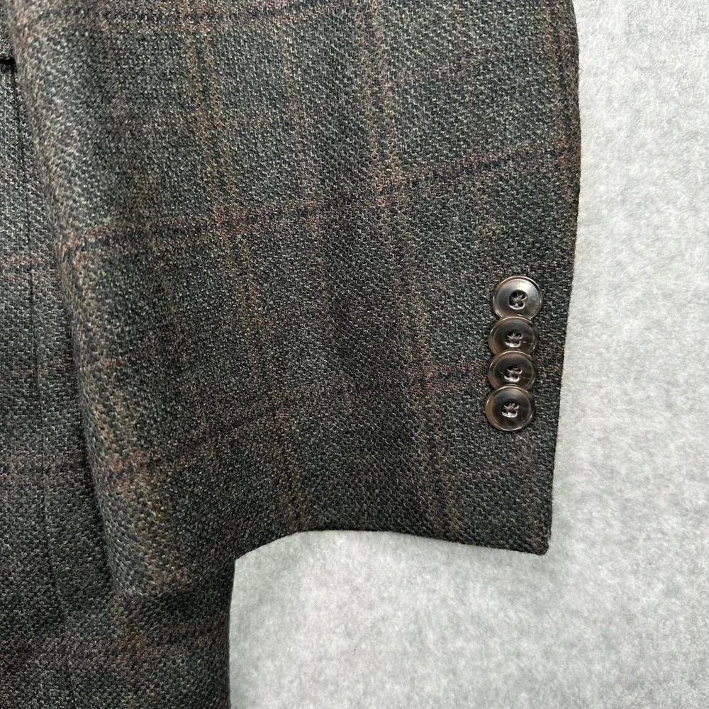 JOS A BANK Brr Comfort 46 XLong Wool Tweed Plaid Sport Coat Jacket Elbow Patches